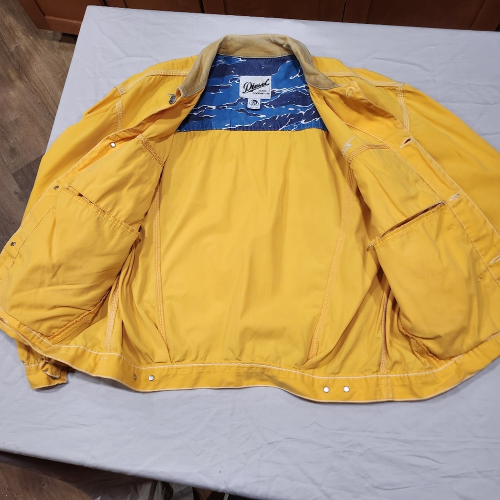 Vintage Diesel Italian Made Mens BomberJacket Leather Collar In Size XL - Picture 5 of 16